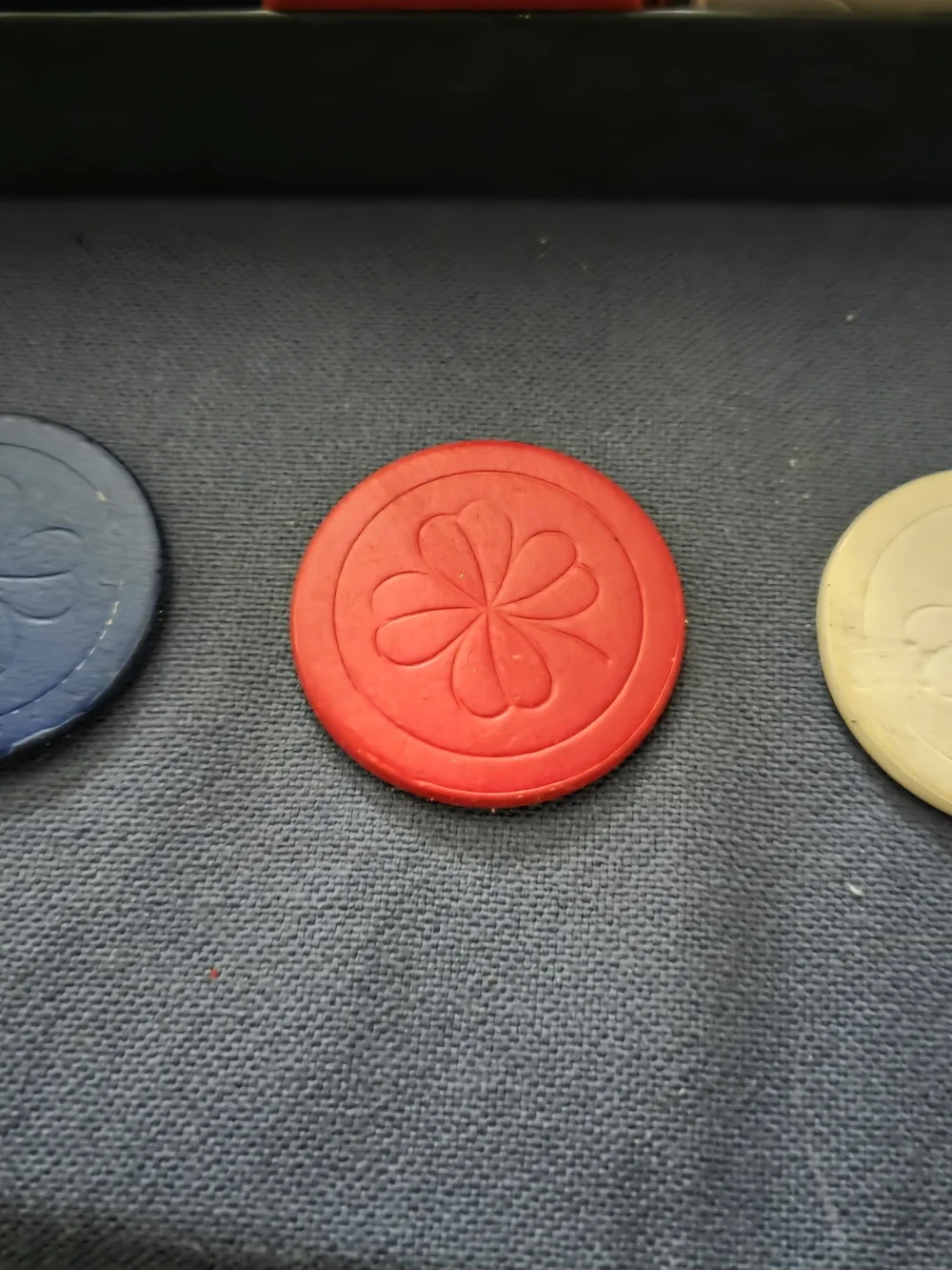 Vintage Dennison's No. 42 Poker Chips Set 100 + 3 Count Original Box, Red, Blue